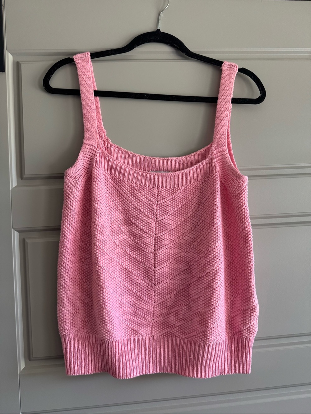 FRNCH Pink Crochet Sleeveless Sweater Tank